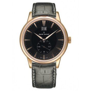 Часы наручные мужские Claude Bernard 64005 37R GIR кварцевые, большая дата, малая секундная стрелка