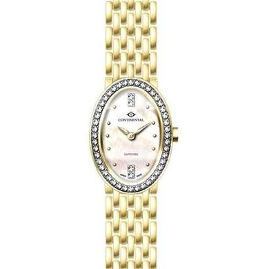 Часы наручные женские Continental 15001-LT202501 кварцевые, овальный корпус с фианитами, браслет, позолота