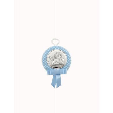 Серебряная икона детская Ангелочек 10493 1C Z1 - голубая икона