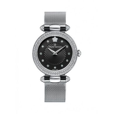 Часы наручные женские Claude Bernard 20504 3PM NPN2, кварцевые, на "миланском" браслете, кристаллы Сваровски