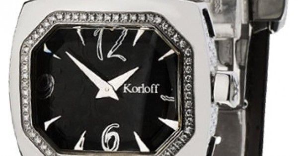 Часы наручные женские Korloff TKLD9VVN кварцевые, корпус в бриллиантах, черный циферблат