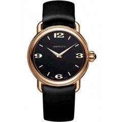 Часы наручные женские Aerowatch 28915 R105 кварцевые классические на черном сатиновом ремешке