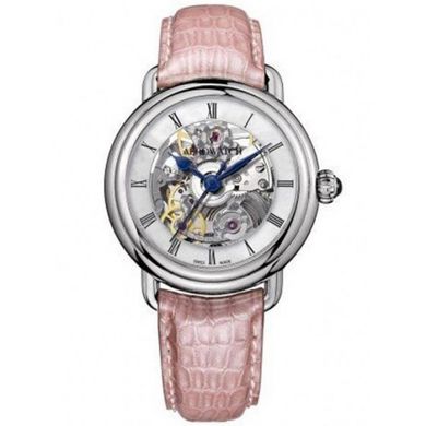 Женские наручные часы Aerowatch 60922 AA17, механика с автоподзаводом, скелетон, розовый кожаный ремешок