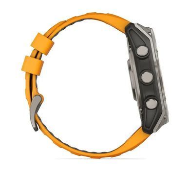 Смарт-годинник Garmin Fenix 8 &ndash; 51 мм, AMOLED Sapphire, титан із силіконовим ремінцем кольору Spark Orange/Graphite