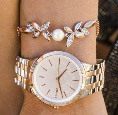 Часы наручные женские DKNY NY2464 кварцевые на браслете, биколорные, США