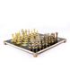 S11CGRE Manopoulos Greek Roman Period chess set with gold-bronze chessmen/Green chessboard 44cm 1