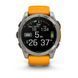 Смарт-годинник Garmin Fenix 8 &ndash; 51 мм, AMOLED Sapphire, титан із силіконовим ремінцем кольору Spark Orange/Graphite