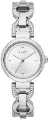 Годинники наручні жіночі DKNY NY2849 кварцові, браслет з фіанітами, сріблясті, США