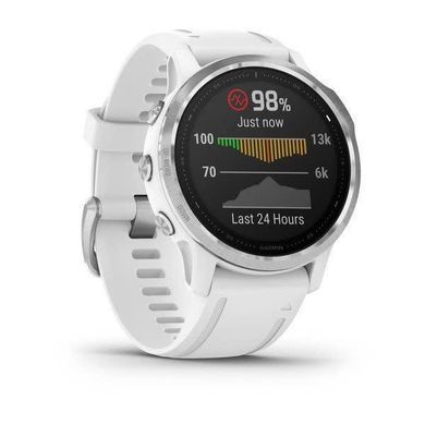 Смарт-часы Garmin Fenix 6S серебристые с белым ремешком