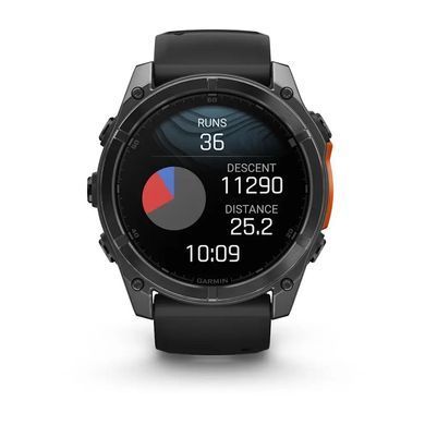 Смарт-часы Garmin Fenix 8 &ndash; 51 мм, AMOLED, сланцево-серые с черным силиконовым ремешком