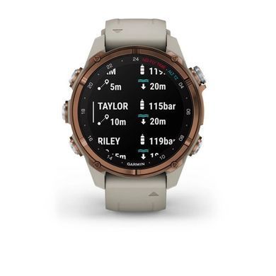 Смарт-часы Garmin Descent Mk3i - 43 мм, бронзовый титан PVD, силиконовый ремешок французского серого цвета + трансивер Descent T2