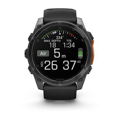 Смарт-часы Garmin Fenix 8 &ndash; 51 мм, AMOLED, сланцево-серые с черным силиконовым ремешком
