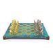 S11TIR Manopoulos Greek Roman Period chess set with gold-silver chessmen/Antique Turquoise chessboard 44cm 2