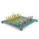 S11TIR Manopoulos Greek Roman Period chess set with gold-silver chessmen/Antique Turquoise chessboard 44cm 1