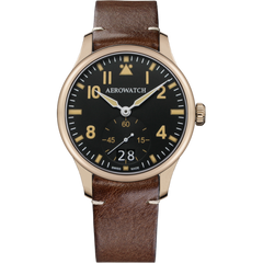Часы наручные мужские Aerowatch 39982 RO09 кварцевые, покрытие PVD, большая дата и малая секундная стрелка
