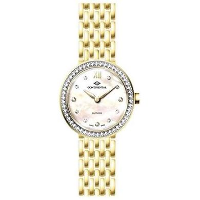 Часы наручные женские Continental 16001-LT202501 кварцевые, с фианитами, на браслете, позолота PVD