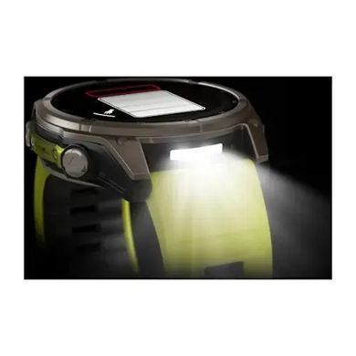 Смарт-годинник Garmin Fenix 8 &ndash; 51 мм, Solar Sapphire, титан з яскраво-жовтим/графітовим силіконовим ремінцем