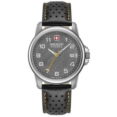 Часы наручные мужские Swiss Military-Hanowa 06-4231.7.04.009 кварцевые, черный ремешок из кожи, Швейцария