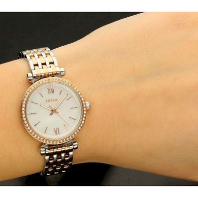Часы наручные женские FOSSIL ES4649 кварцевые, с фианитами, цвет розового золота, США