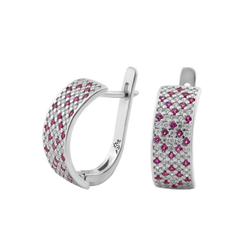 Серебряное кольцо узкий орнамент розовые ромбы 17