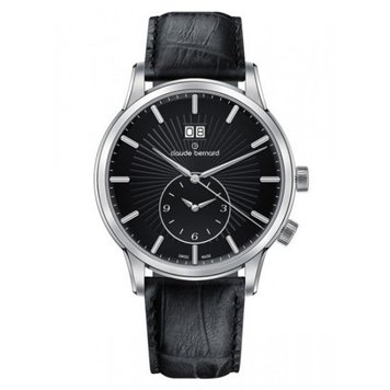 Часы наручные мужские Claude Bernard 62007 3 NIN, кварцевые, большая дата, второй часовой пояс