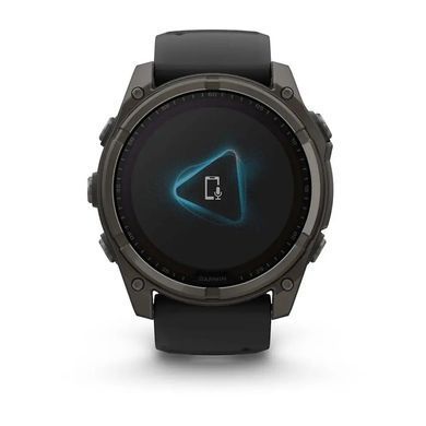 Смарт-годинник Garmin Fenix 8 &ndash; 51 мм, Solar Sapphire, титан з DLC-покриттям Carbon Gray та силіконовим ремінцем чорного/сірого кольору