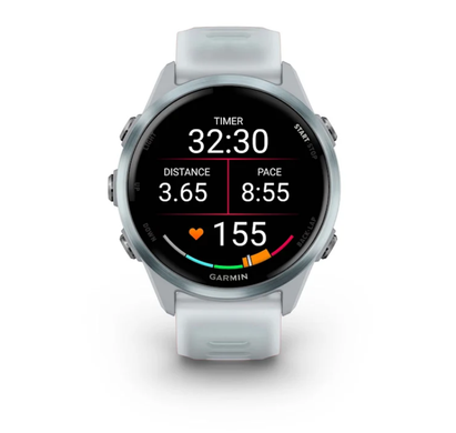 Смарт-часы Garmin Forerunner 570 (42 мм), алюминиевый безель небесно-голубого цвета с бело-голубым ремешком