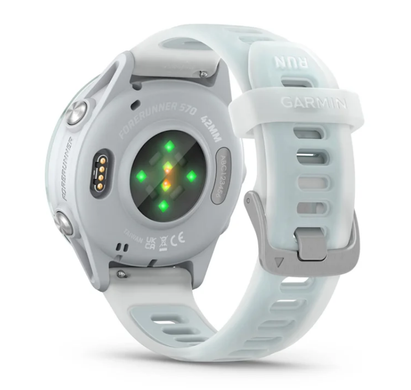 Смарт-часы Garmin Forerunner 570 (42 мм), алюминиевый безель небесно-голубого цвета с бело-голубым ремешком