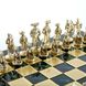 S12GRE Manopoulos Medieval Knights chess set with gold-silver chessmen/Green chessboard 44cm 5