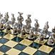 S12GRE Manopoulos Medieval Knights chess set with gold-silver chessmen/Green chessboard 44cm 6