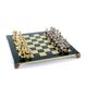 S12GRE Manopoulos Medieval Knights chess set with gold-silver chessmen/Green chessboard 44cm 1