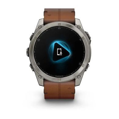Смарт-годинник Garmin Fenix 8 &ndash; 51 мм, AMOLED Sapphire, титан з DLC-покриттям Carbon Gray та каштановим шкіряним ремінцем