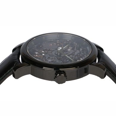Годинники наручні чоловічі Aerowatch 50931 NO01 механічні, скелетон, чорний шкіряний ремінець