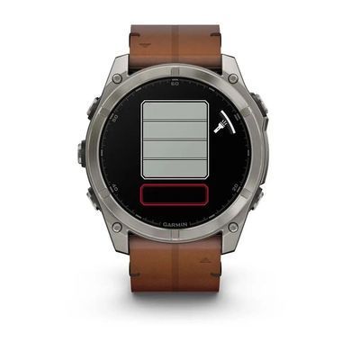 Смарт-годинник Garmin Fenix 8 &ndash; 51 мм, AMOLED Sapphire, титан з DLC-покриттям Carbon Gray та каштановим шкіряним ремінцем
