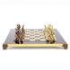 S3CRED Manopoulos Greek Roman Period chess set with gold-bronze chessmen/Red chessboard 28cm 2
