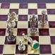 S3CRED Manopoulos Greek Roman Period chess set with gold-bronze chessmen/Red chessboard 28cm 3