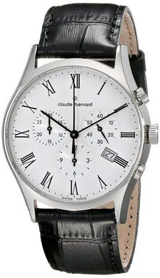 Часы наручные мужские Claude Bernard 10218 3 BR, кварцевый хронограф с датой, черный кожаный ремешок