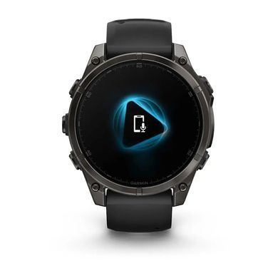 Смарт-годинник Garmin Fenix 8 &ndash; 47 мм, AMOLED Sapphire, титан з DLC-покриттям Carbon Gray та силіконовим ремінцем чорного/сірого кольору