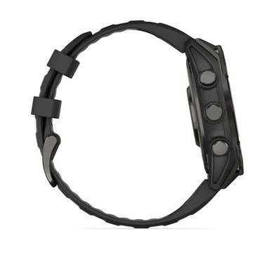 Смарт-годинник Garmin Fenix 8 &ndash; 47 мм, AMOLED Sapphire, титан з DLC-покриттям Carbon Gray та силіконовим ремінцем чорного/сірого кольору