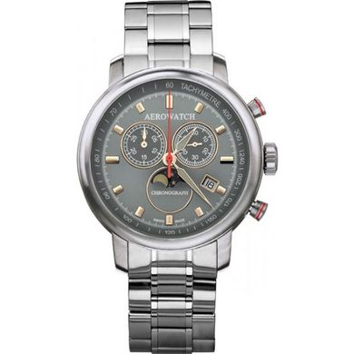 Часы наручные мужские Aerowatch 84936 AA06M кварцевые с хронографом и тахиметром, стальной браслет