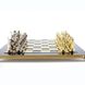 S4BLU Manopoulos Greek Mythology chess set with gold-silver chessmen/Blue chessboard 36cm 2