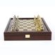 SK3BRO Manopoulos Greek Roman Period chess set with gold-silver chessmen/Brown chessboard on wooden box 27cm 2