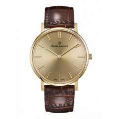 Часы наручные мужские Claude Bernard 20219 37J DI кварцевые, коричневый кожаный ремешок с тиснением "крокодил"