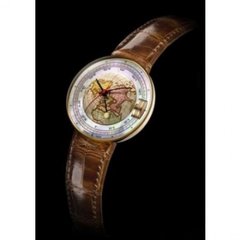 Часы наручные мужские Magellan 1521 NH 045 золотые / глобус с изображением карты Северного полушария