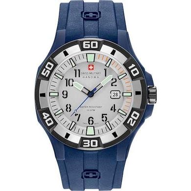 Часы наручные мужские Swiss Military-Hanowa 06-4292.23.009.03 кварцевые, синий каучуковый ремешок, Швейцария