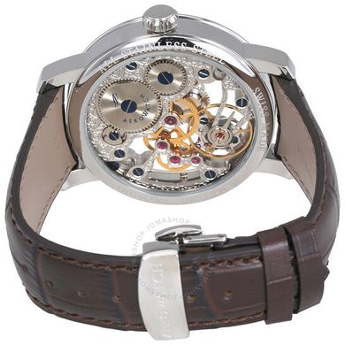 Часы наручные мужские Aerowatch 57931 AA01 механические с ручным заводом, скелетон, коричневый ремешок