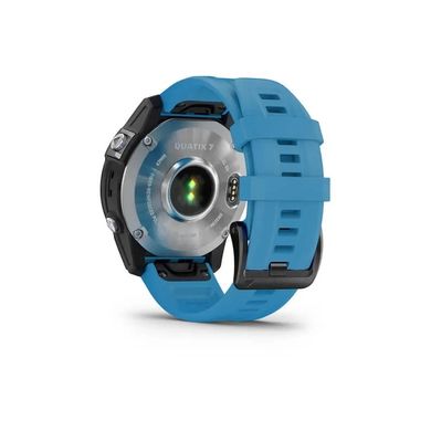 Смарт-годинник Garmin Quatix 7 з блакитним силіконовим ремінцем