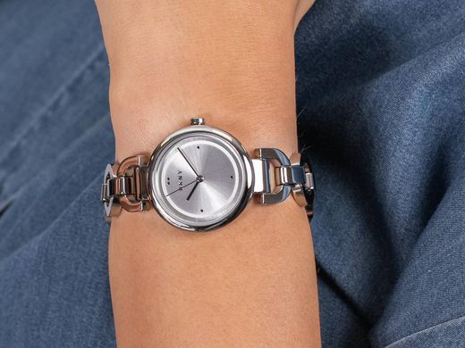 Часы наручные женские DKNY NY2767 кварцевые, браслет из букв, серебристые, США