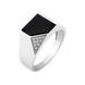 Чоловічий перстень срібний з чорним оніксом і білими фіанітами 21 1