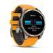 Смарт-годинник Garmin Fenix 8 &ndash; 47 мм, AMOLED Sapphire, титан із силіконовим ремінцем кольору Spark Orange/Graphite